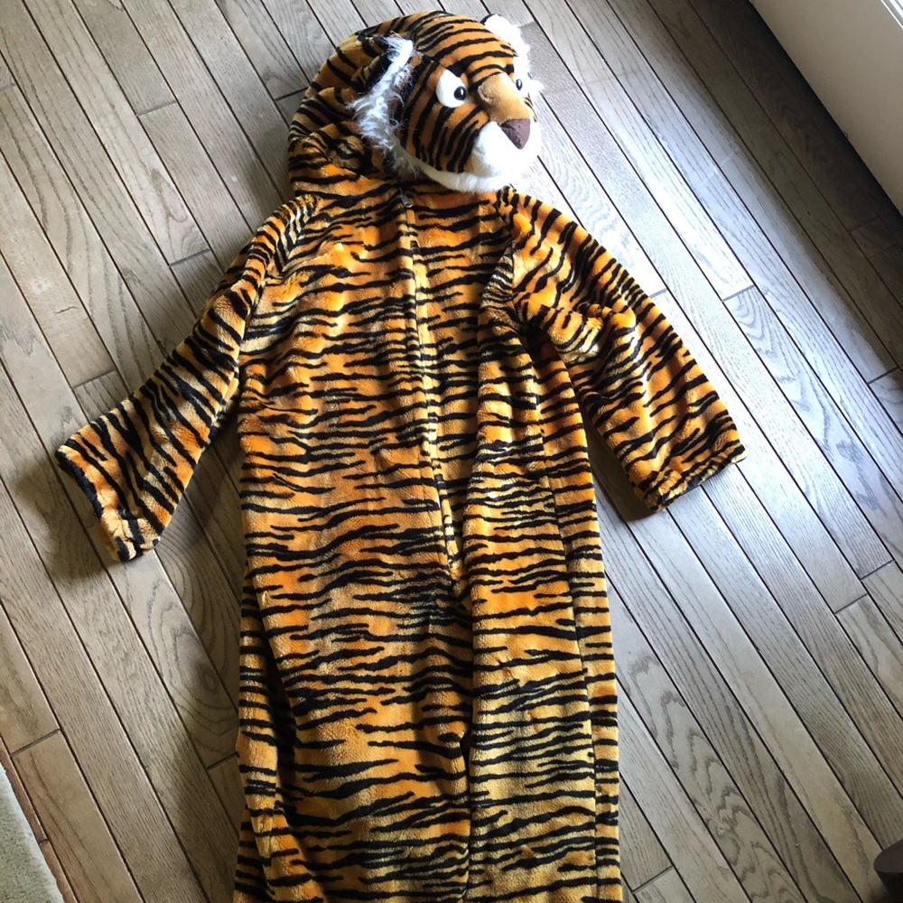 Tiger Plush Hooded Kids Costume - Orange & Black